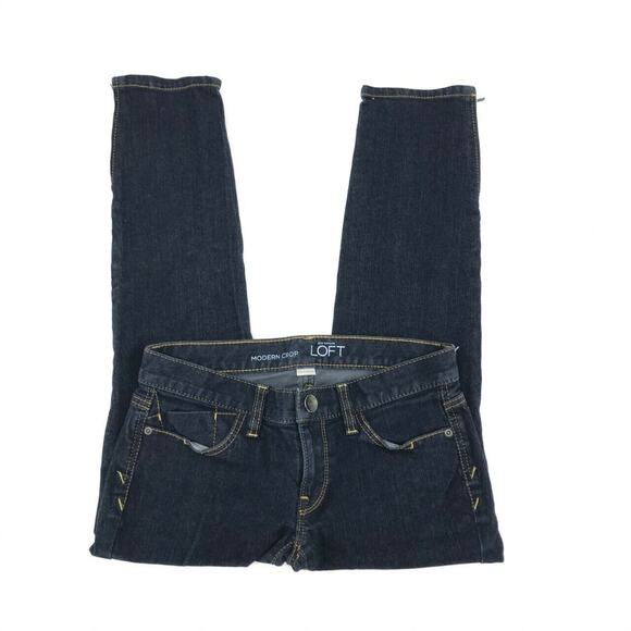 Ann Taylor LOFT Women's Modern Crop Jeans Size 2 Dark Wash Stretch Leg Zip NWOT - Picture 3 of 7